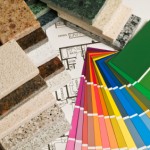 Home improvement and construction samples  swatches blue prints